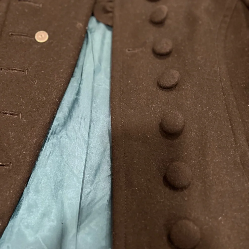 Kimchi & Blue Women XS Pea Coat Black Wool Blend LS Lined Pockets FLAWED